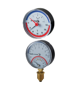 Thermomètre manomètre à gaz 63 mm 1/8" précision Class2.5 deux utilisations